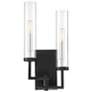 Folsom 2-Light Wall Sconce in Matte Black with Polished Chrome Accents