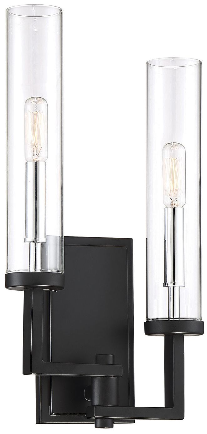 Image 3 Folsom 2-Lt Adjustable Wall Sconce Matte Black with Polished Chrome Accents more views