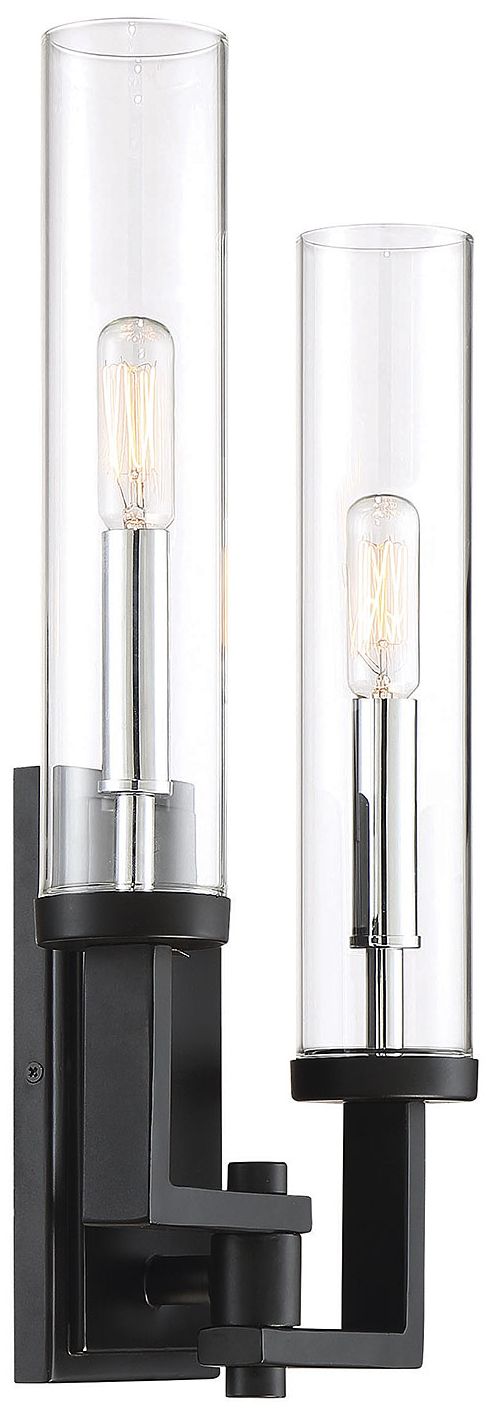 Image 4 Folsom 2-Lt Adjustable Wall Sconce Matte Black with Polished Chrome Accents more views