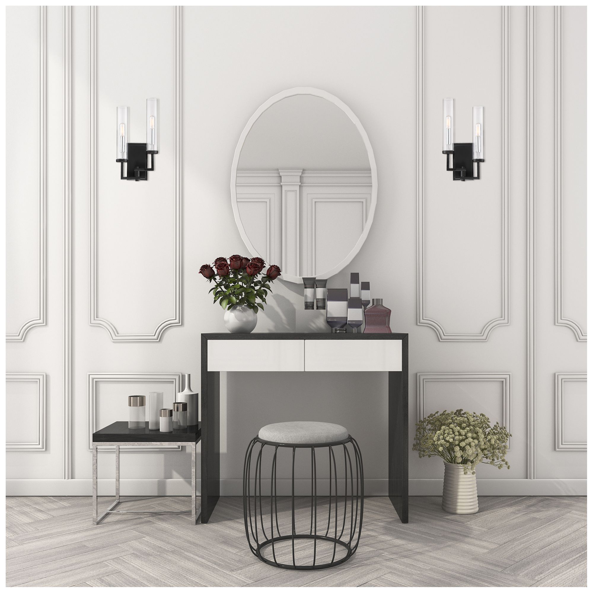 Image 6 Folsom 2-Lt Adjustable Wall Sconce Matte Black with Polished Chrome Accents more views