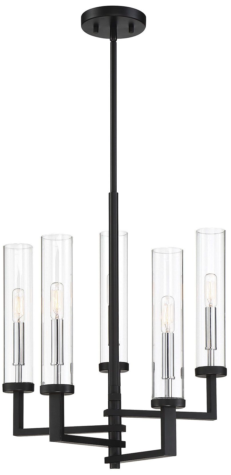 Image 4 Folsom 5-Lt Adjustable Chandelier Matte Black with Polished Chrome Accents more views