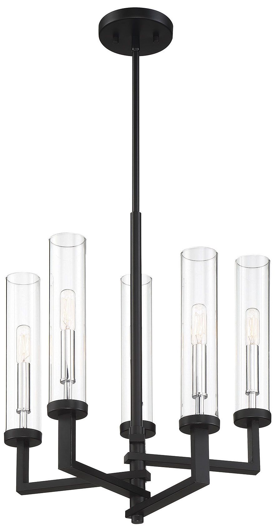 Image 5 Folsom 5-Lt Adjustable Chandelier Matte Black with Polished Chrome Accents more views