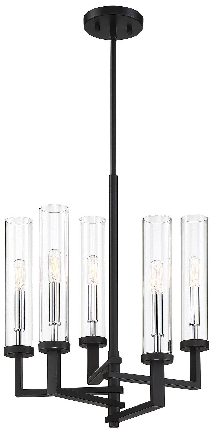Image 6 Folsom 5-Lt Adjustable Chandelier Matte Black with Polished Chrome Accents more views