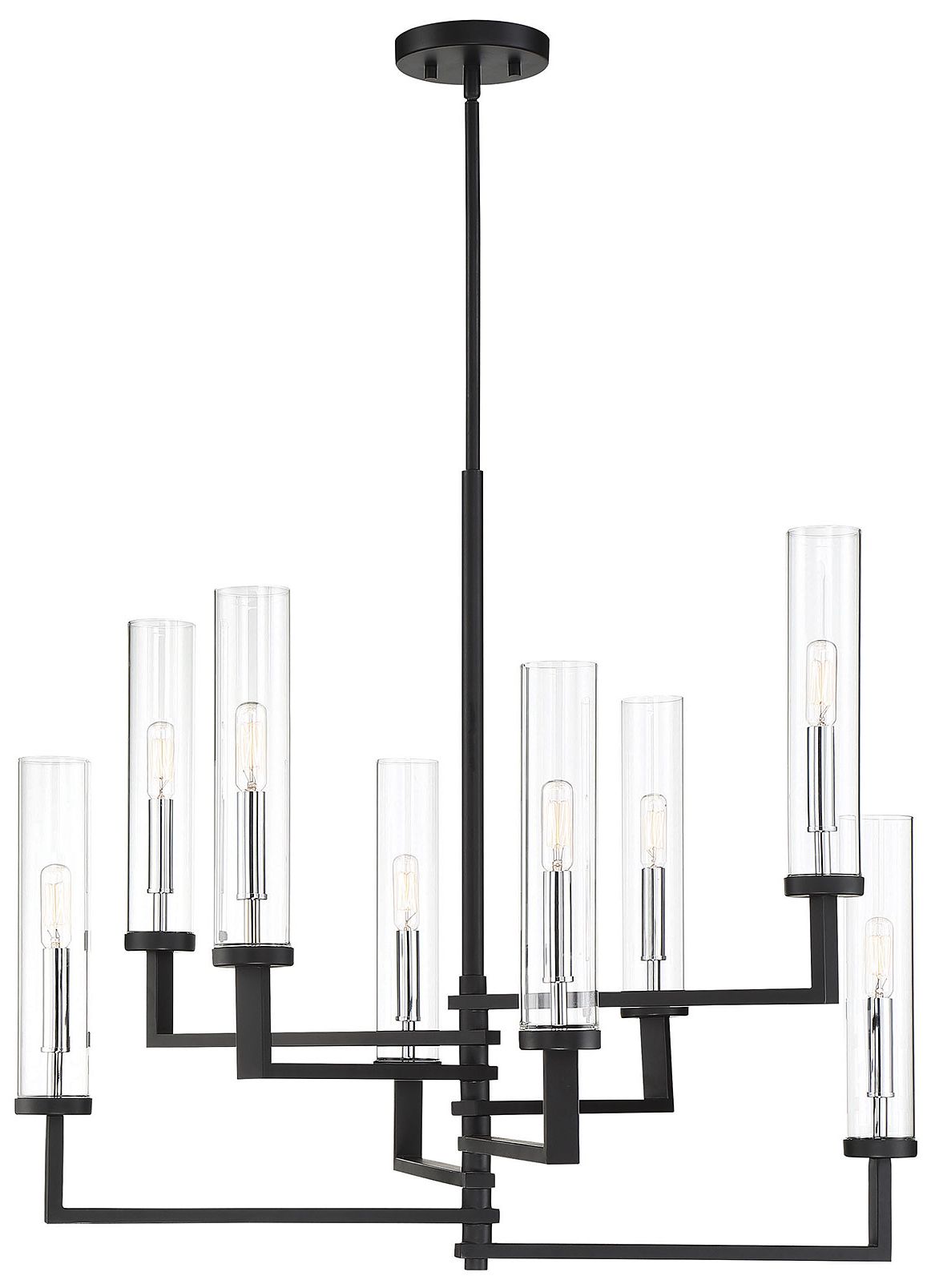 Folsom 8-Lt Adjustable Chandelier Matte Black with Polished Chrome Accents