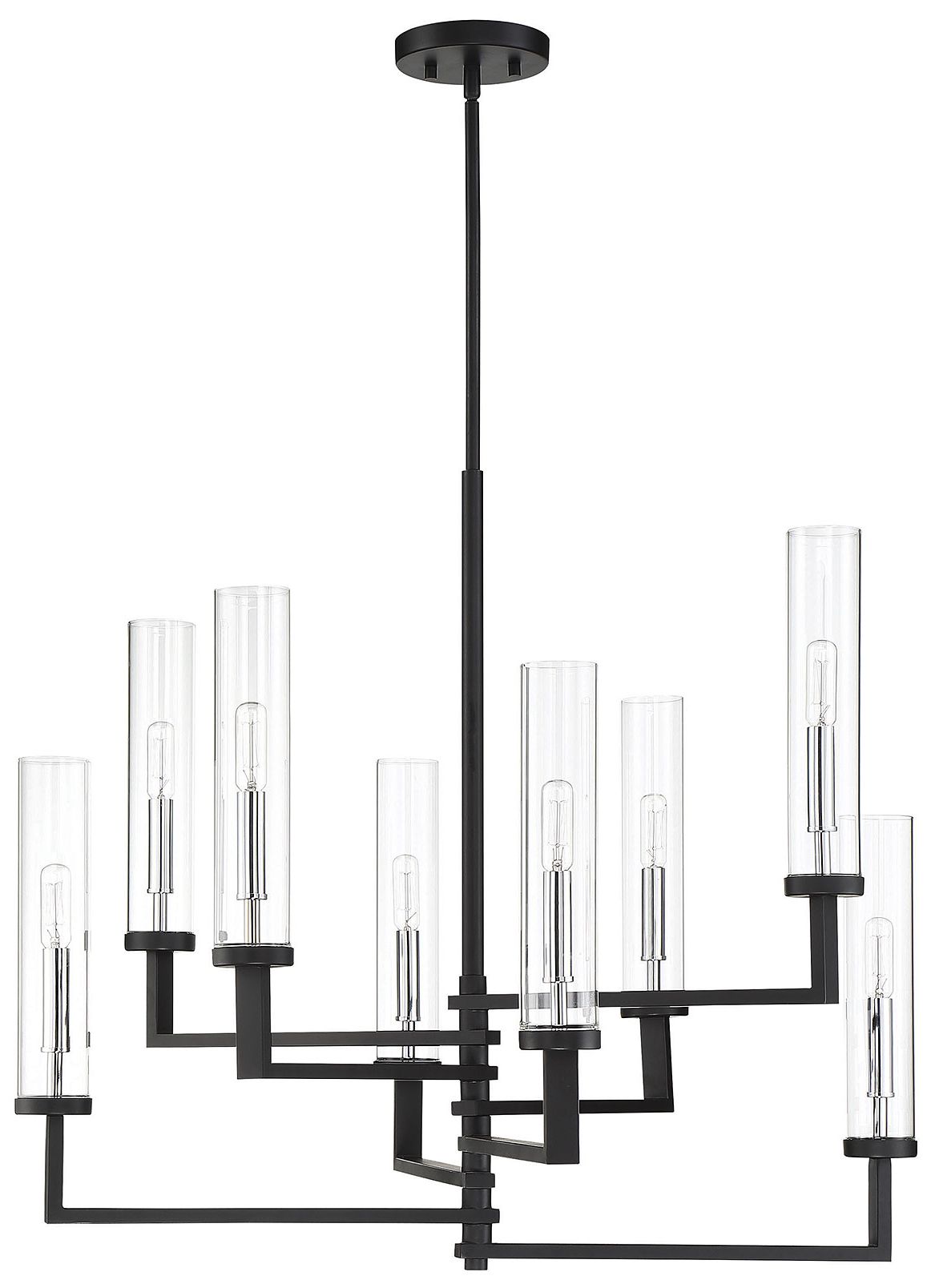 Image 3 Folsom 8-Lt Adjustable Chandelier Matte Black with Polished Chrome Accents more views