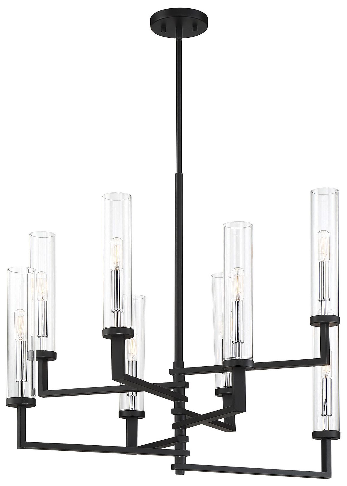 Image 4 Folsom 8-Lt Adjustable Chandelier Matte Black with Polished Chrome Accents more views