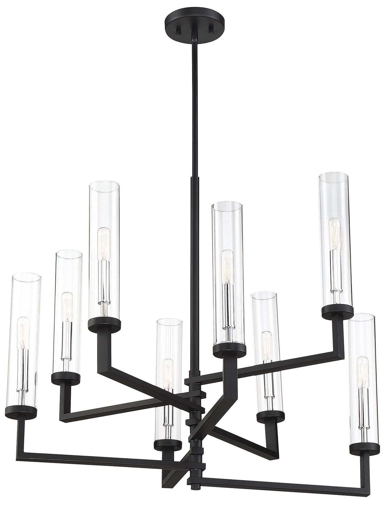 Image 6 Folsom 8-Lt Adjustable Chandelier Matte Black with Polished Chrome Accents more views