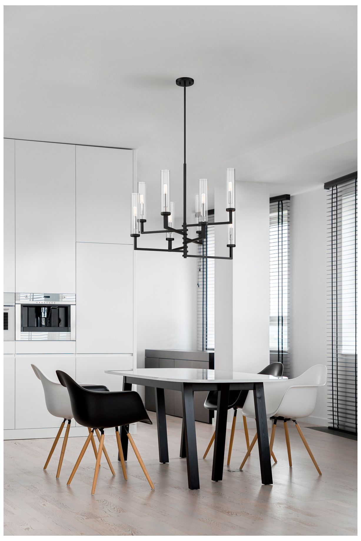 Image 7 Folsom 8-Lt Adjustable Chandelier Matte Black with Polished Chrome Accents more views