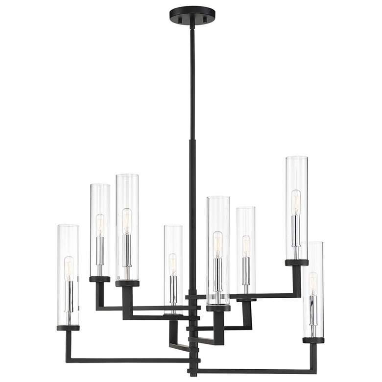 Image 1 Folsom Chandelier in Matte Black with Polished Chrome Accents
