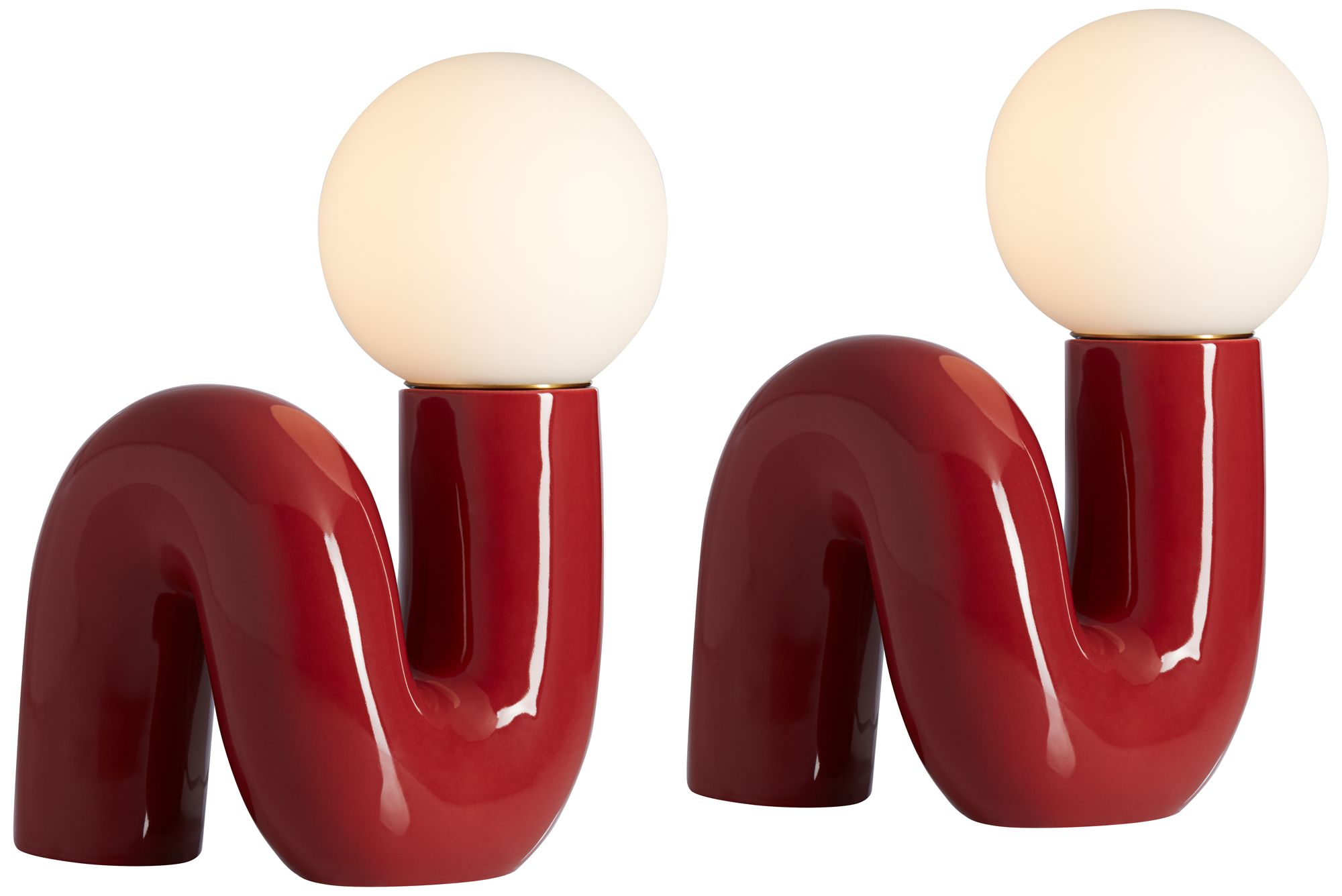 Image 3 Fondant 11 1/2" High Velvet Red Accent Lamp Set of 2
