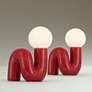 2_Fondant 11 1/2" High Velvet Red Accent Lamp Set of 2