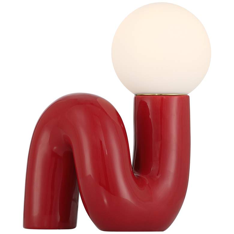 Image 2 Fondant 11 1/2" High Velvet Red Accent Lamp