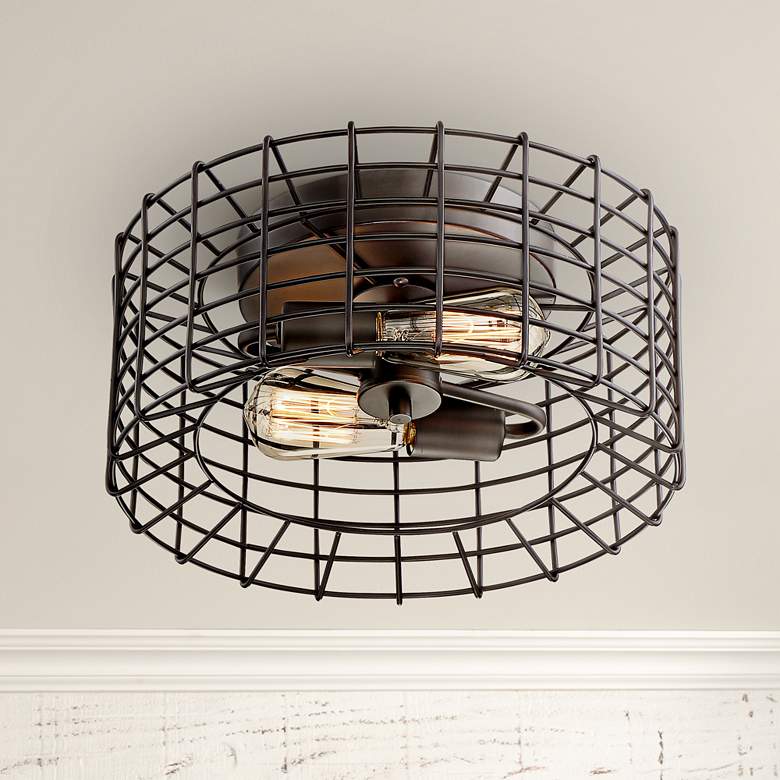 Image 1 Fonderie 13 3/4"W Rusty Bronze Ceiling Light