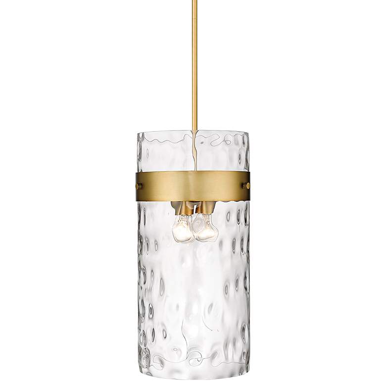 Image 2 Fontaine 13" Wide Rubbed Brass 4-Light Pendant