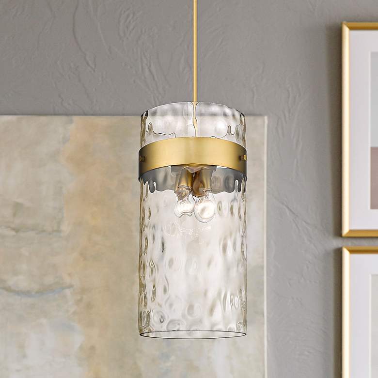 Image 1 Fontaine 13" Wide Rubbed Brass 4-Light Pendant