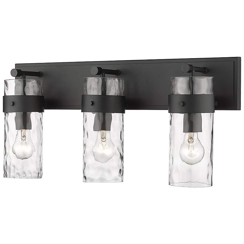 Image 1 Fontaine 24" Wide Matte Black 3-Light Vanity Bath Light