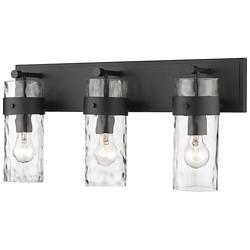 Fontaine 24" Wide Matte Black 3-Light Vanity Bath Light