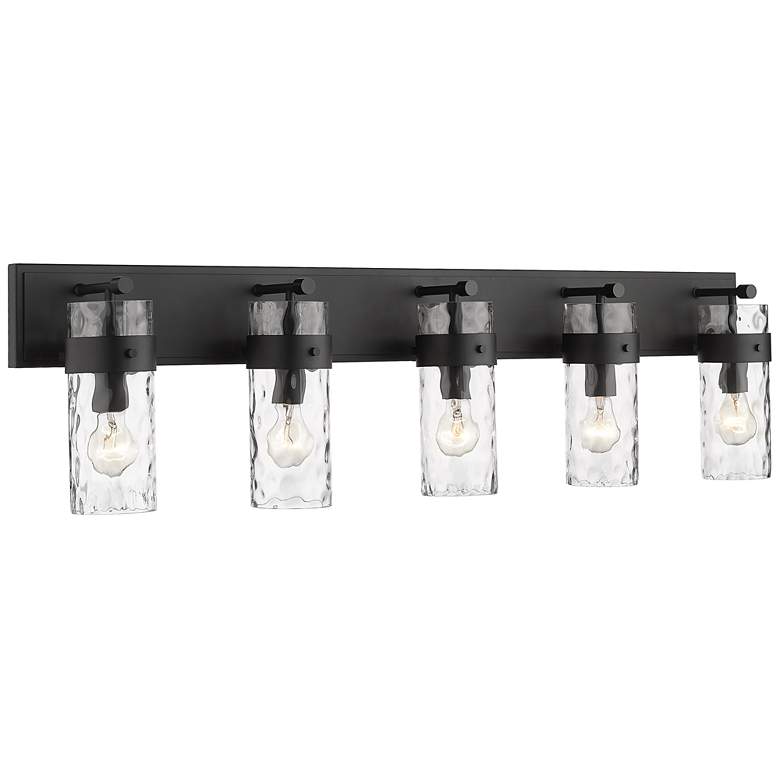 Image 1 Fontaine 44" Wide Matte Black 5-Light Vanity Bath Light