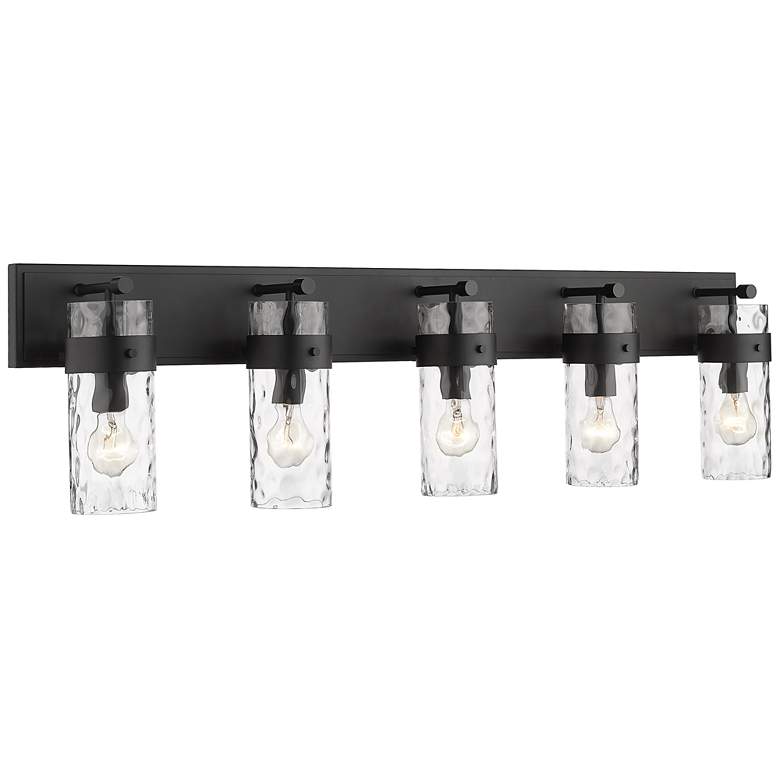 Image 1 Fontaine 44 inch Wide Matte Black 5-Light Vanity Bath Light