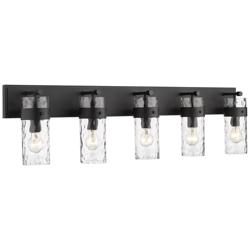 Fontaine 44" Wide Matte Black 5-Light Vanity Bath Light