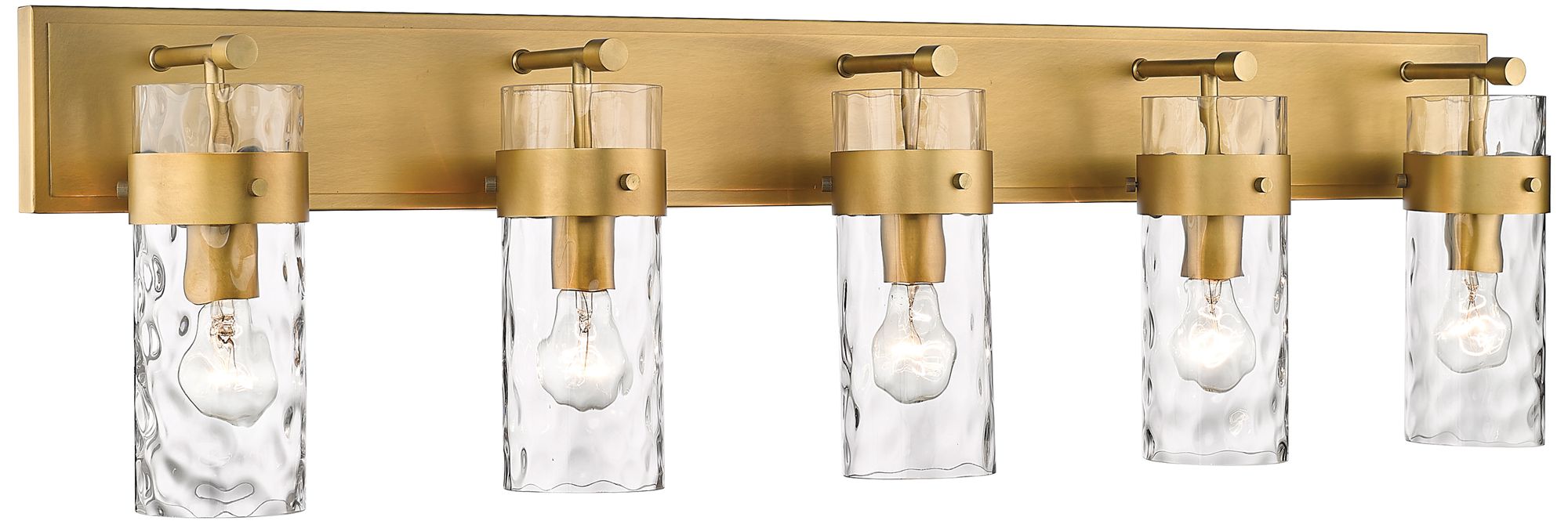 Fontaine 44" Wide Rubbed Brass 5-Light Vanity Bath Light