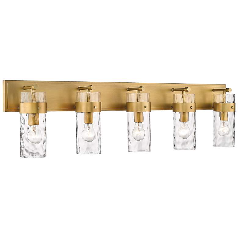 Image 1 Fontaine 44" Wide Rubbed Brass 5-Light Vanity Bath Light