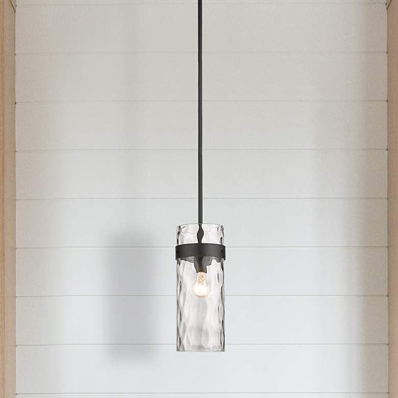 Image 2 Fontaine 6 1/2" Wide Matte Black Cylinder Mini Pendant