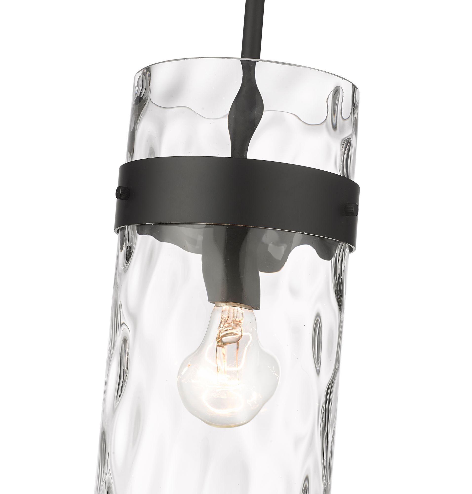 Fontaine 6 1/2" Wide Matte Black Cylinder Mini Pendant in scene