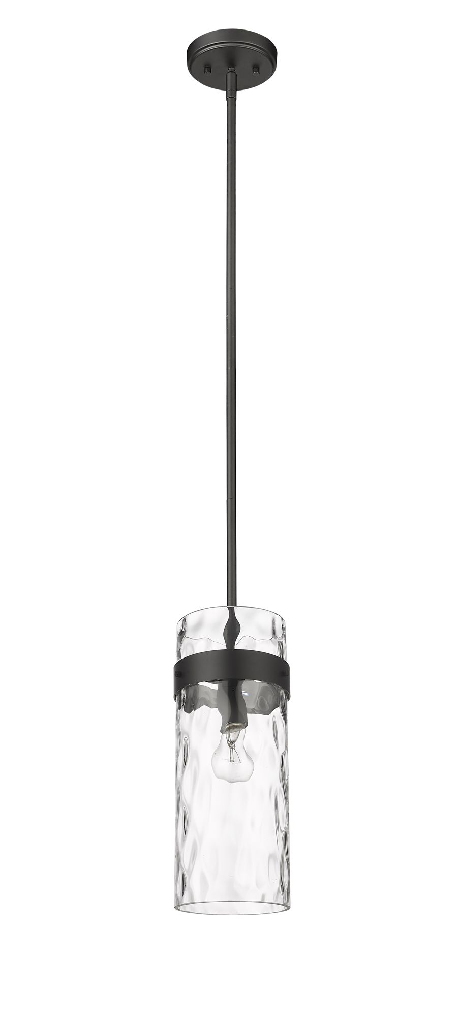 Fontaine 6 1/2" Wide Matte Black Cylinder Mini Pendant in scene