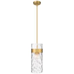 Fontaine 9" Wide Rubbed Brass 3-Light Mini Pendant