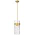 Fontaine 9" Wide Rubbed Brass 3-Light Mini Pendant