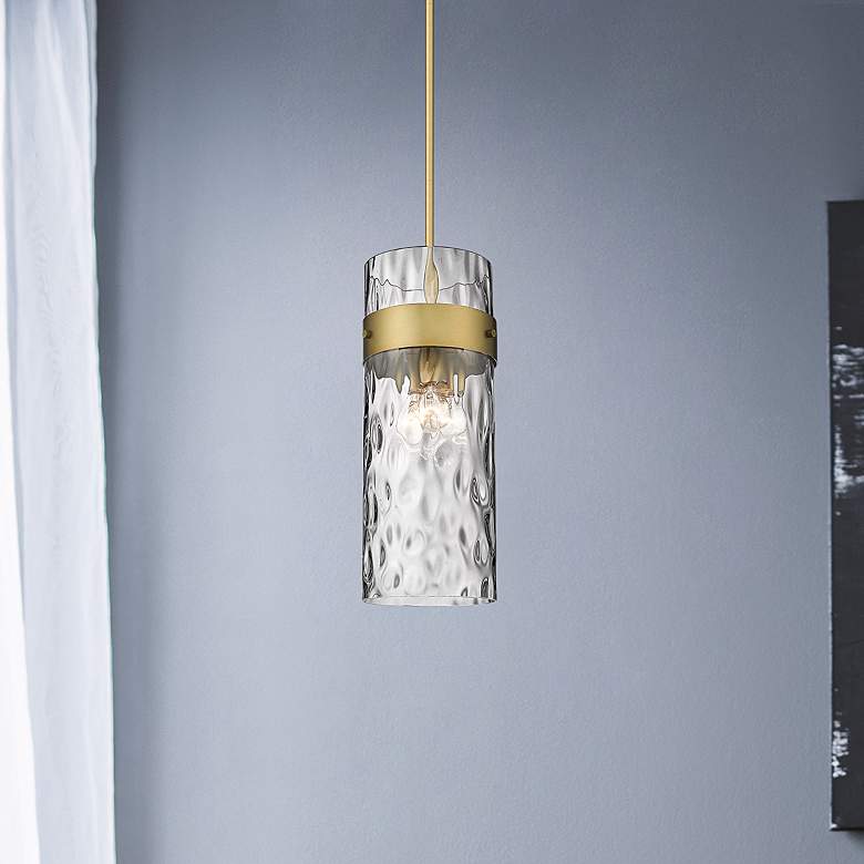 Image 2 Fontaine 9 inch Wide Rubbed Brass 3-Light Mini Pendant
