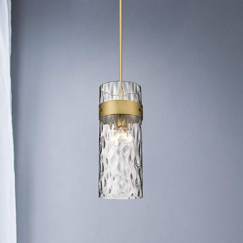 Image 2 Fontaine 9" Wide Rubbed Brass 3-Light Mini Pendant