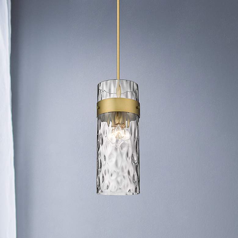 Image 2 Fontaine 9 inch Wide Rubbed Brass 3-Light Mini Pendant