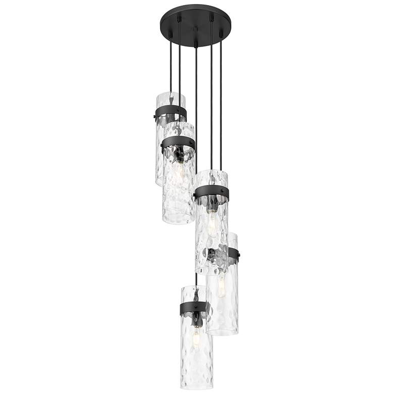 Image 1 Fontaine by Z-Lite Matte Black 14.5 inch 5 Light Chandelier