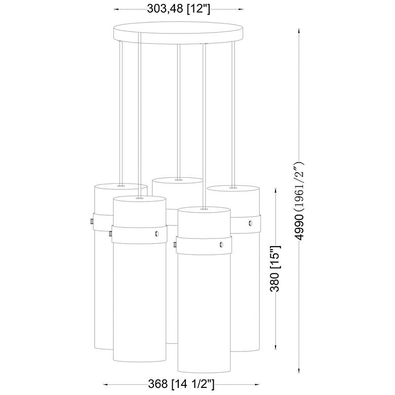 Image 6 Fontaine by Z-Lite Matte Black 14.5 inch 5 Light Chandelier more views