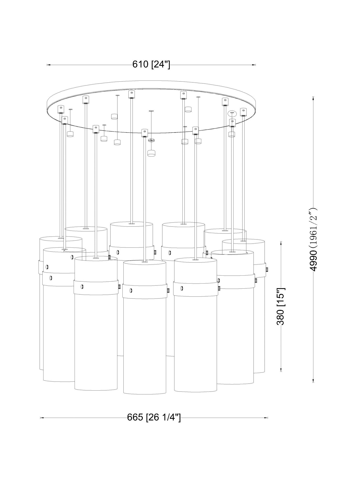 Image 3 Fontaine by Z-Lite Matte Black 26.25 inch 11 Light Chandelier more views