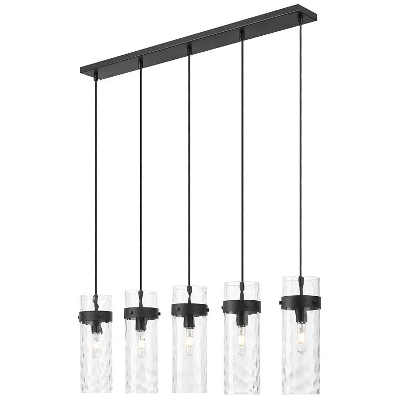 Image 1 Fontaine by Z-Lite Matte Black 44.25 inch 5 Light Linear Chandelier
