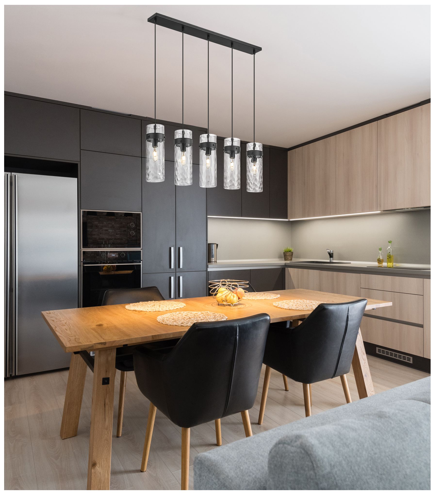 Image 6 Fontaine by Z-Lite Matte Black 44.25 inch 5 Light Linear Chandelier more views