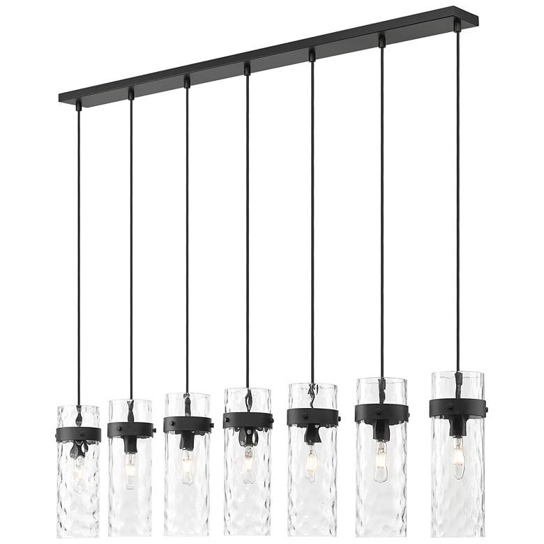 Image 1 Fontaine by Z-Lite Matte Black 56.75 inch 7 Light Linear Chandelier