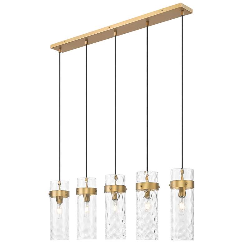 Image 1 Fontaine by Z-Lite Rubbed Brass 44.25 inch 5 Light Linear Chandelier