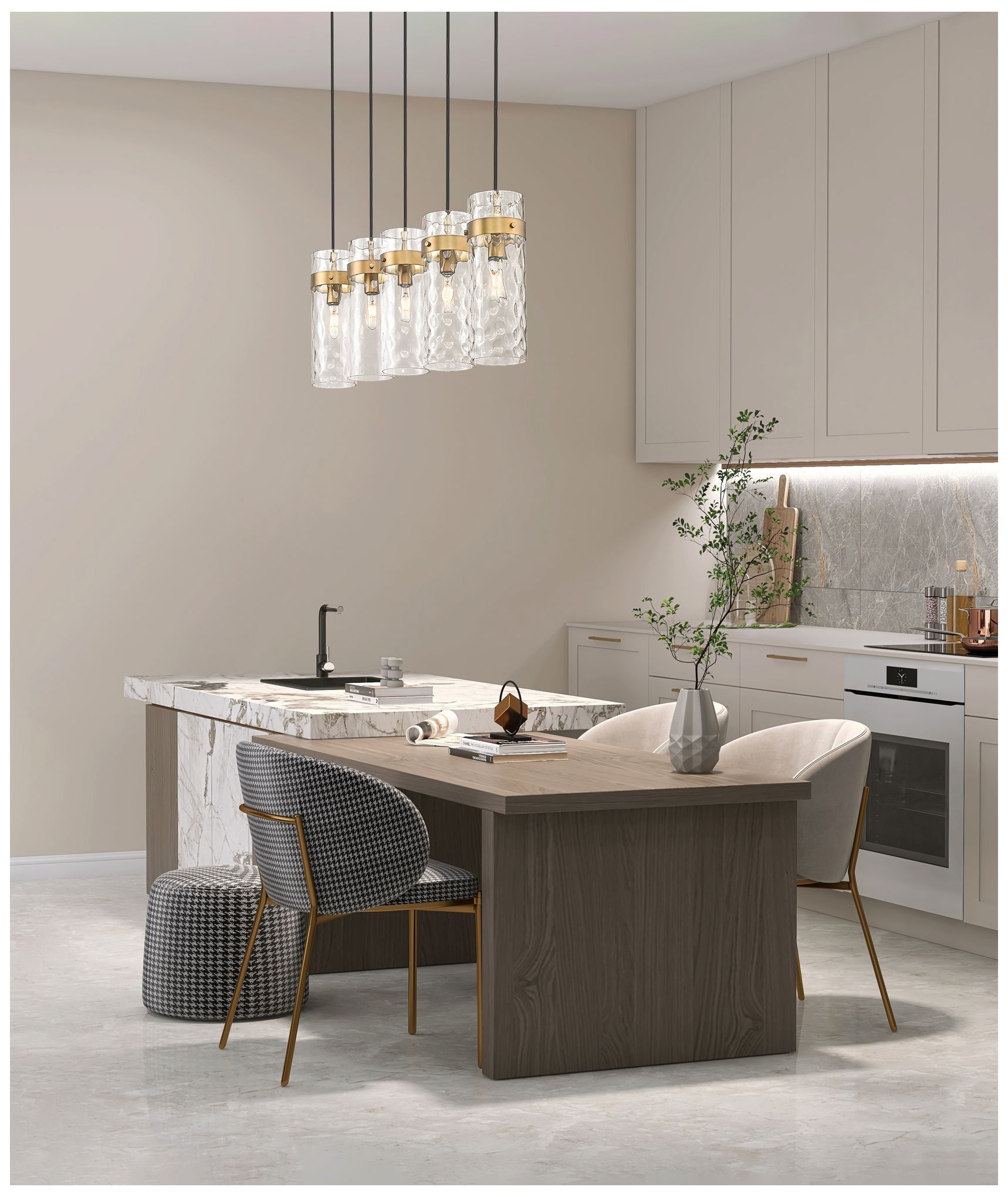 Image 3 Fontaine by Z-Lite Rubbed Brass 44.25 inch 5 Light Linear Chandelier more views