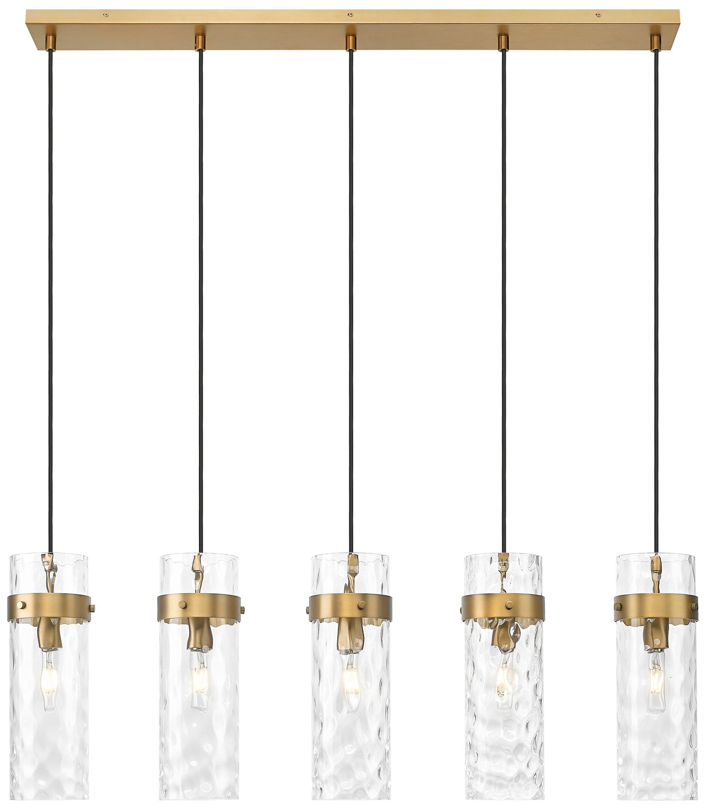Image 5 Fontaine by Z-Lite Rubbed Brass 44.25 inch 5 Light Linear Chandelier more views
