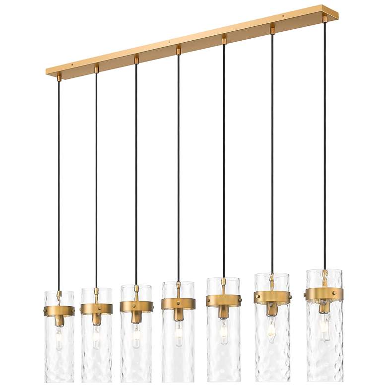 Image 1 Fontaine by Z-Lite Rubbed Brass 56.75 inch 7 Light Linear Chandelier