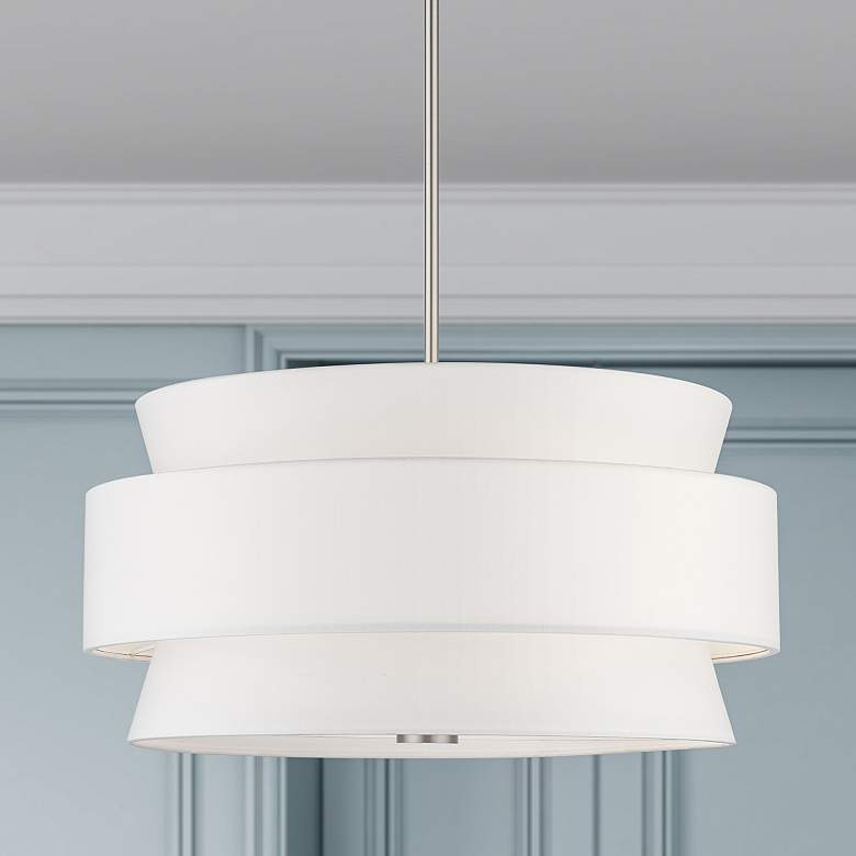 Image 1 Fontana 22" Wide Brushed Nickel 3-Tiered Drum Chandelier