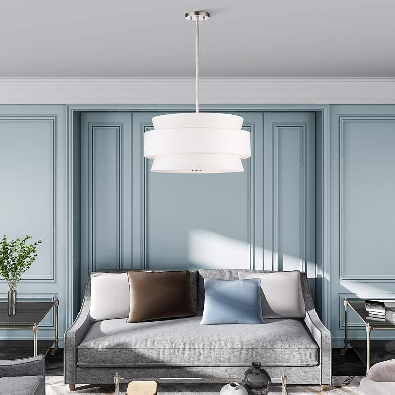 Image 7 Fontana 22" Wide Brushed Nickel 3-Tiered Drum Chandelier more views