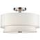Fontana 3 Light Brushed Nickel Large Semi-Flush with Off-White Shades