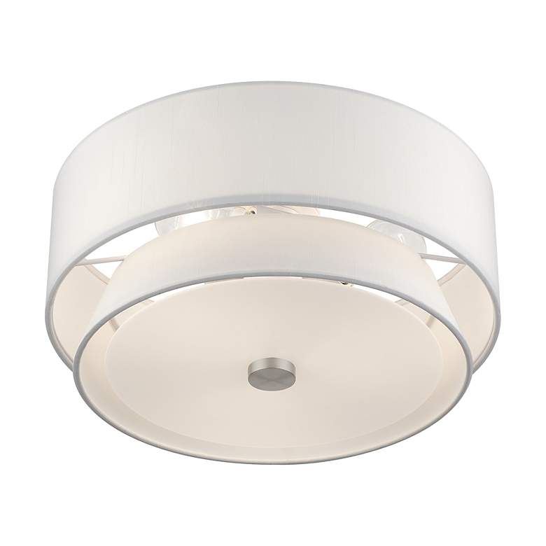 Image 5 Fontana 3 Light Brushed Nickel Large Semi-Flush with Off-White Shades more views