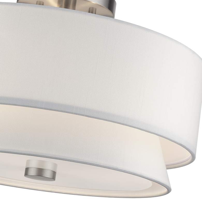 Image 6 Fontana 3 Light Brushed Nickel Large Semi-Flush with Off-White Shades more views