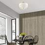 Fontana 3 Light Brushed Nickel Large Semi-Flush with Off-White Shades